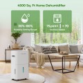 POYANK 4500 Sq. ft 75 Pint Dehumidifier for Basement, Dehumidifiers with Drain Hose for Home Bedroom Bathroom Large Room, Auto Defrost& Drain, 24H Timer, 1.59 Gallon Water Tank, Dry Clothes